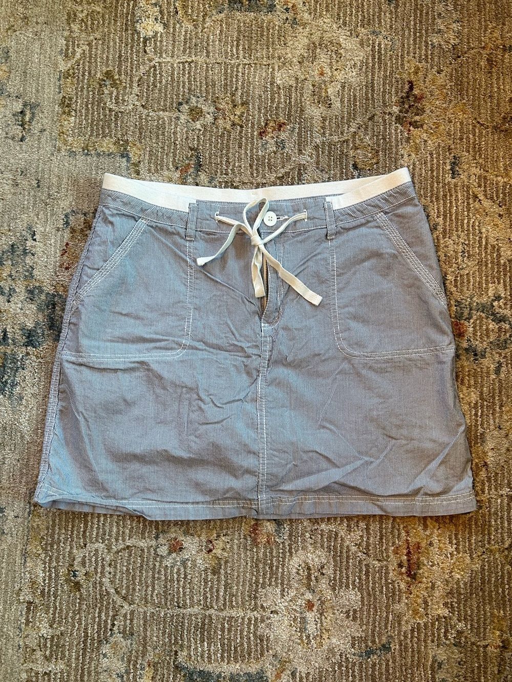 Faded Glory Light Blue Cotton Drawstring Mini Skirt
